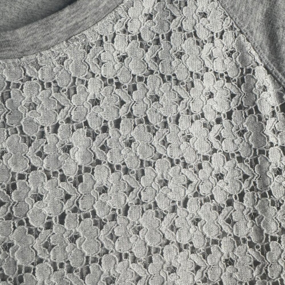 L.L.Bean Lace Panel Sweatshirt Heather Gray Raglan Pullover Women's Size Medium - Picture 4 of 6